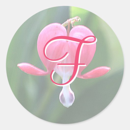 出血ハート花シールのモノグラム ラウンドシール (正面)