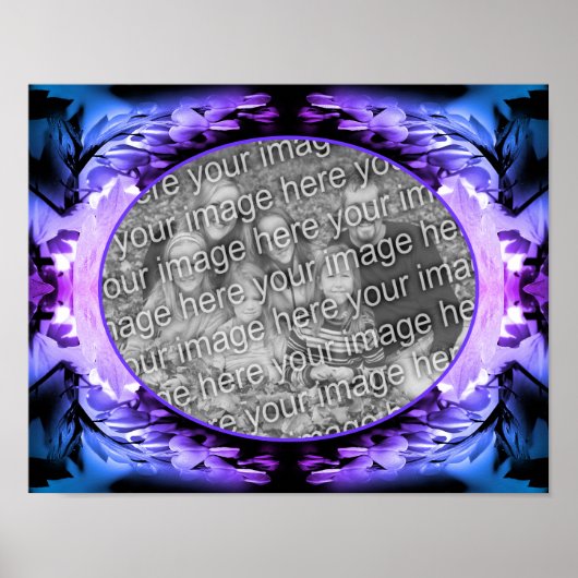 出血ハート花フレーム自分の写真を追加 ポスター (正面)