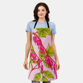 出血ハート花プリント エプロン (着用した状態)