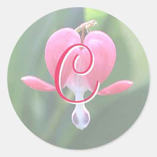 出血ハート花モノグラムCシール ラウンドシール (正面)