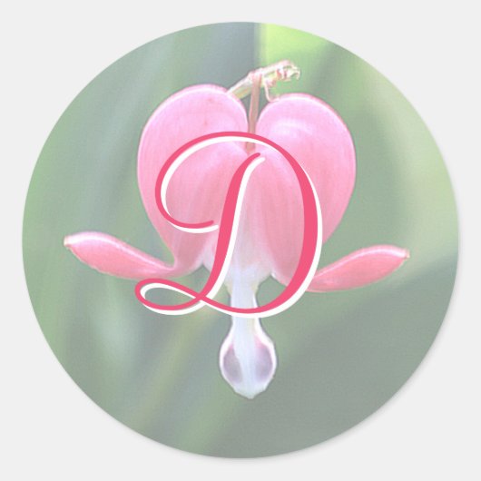 出血ハート花モノグラムDシール ラウンドシール (正面)