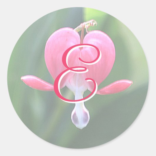 出血ハート花モノグラムEシール ラウンドシール (正面)