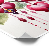 出血ハート花手作り水彩画ポスター ポスター (角)