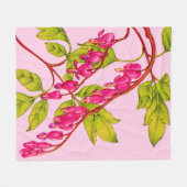 出血ハート花 フリースブランケット (正面(横))