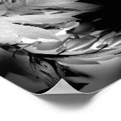 出血ハート花(白黒抽象芸術) ポスター (角)