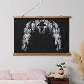 出血ハート花(白黒抽象芸術) 吊り下げ型タペストリー (寝室)