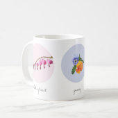 出血ハート、パンジーとアスターの花 コーヒーマグカップ (正面左)