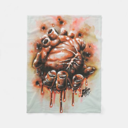 出血ハート フリースブランケット (正面)