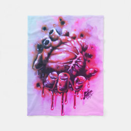 出血ハート フリースブランケット