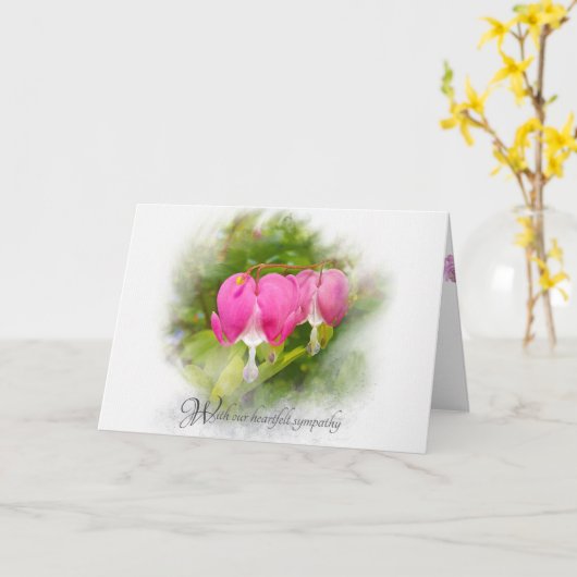 出血性ハート花悔やみや弔慰 カード (黄色い花)