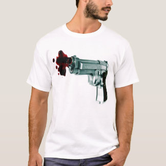 出血銃の薄く白いおよび灰色のストライプのなメンズティー Tシャツ