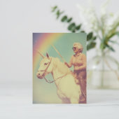 刀で一角獣(ユニコーン)に乗る年配の女性 ポストカード (スタンド正面)