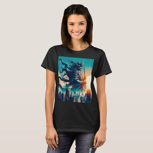 刀を手にした騎士のポスター Tシャツ (正面フル)