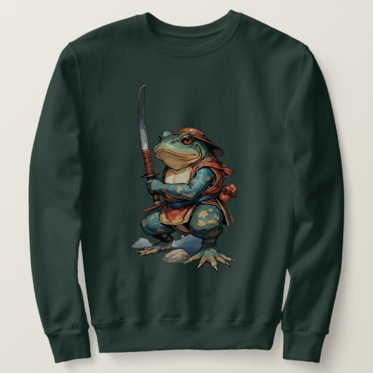 刀を持つサムライカエルの戦士 スウェットシャツ (デザイン正面)