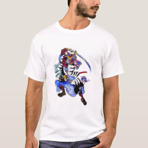 刀を持つ猪の侍日本のスタイル Tシャツ