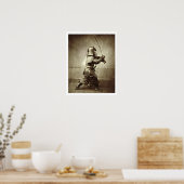 刀を振り上げた侍c.1860(卵白プリント) ポスター (キッチン)