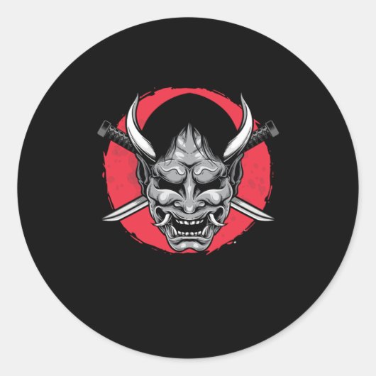 刀剣芸術日本の忍者侍GIF ラウンドシール (正面)