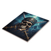 刀剣陶瓦を用いた海賊スカル タイル (側面)