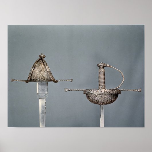 刀剣:切り鋼のカップ柄のレピア ポスター (正面)