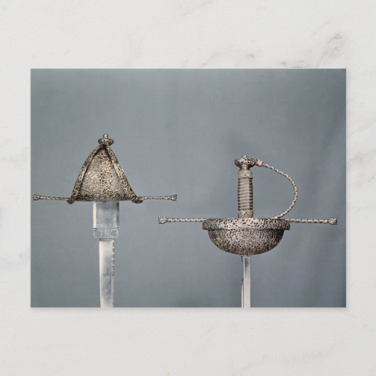 刀剣:切り鋼のカップ柄のレピア ポストカード (正面)