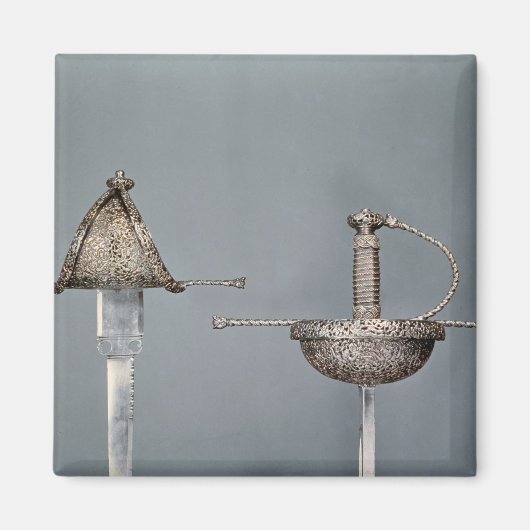 刀剣：切り鋼のカップ柄のレピア マグネット (正面)