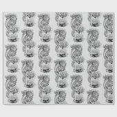 刀日本の包み付き竜紙 ラッピングペーパー (フラット)