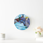 刃の鋭い吹雪のスノーボーダー ラウンド壁時計 (ホーム)