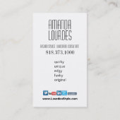 刃の鋭くファンキーなファッションのスタイリストの衣裳のデザインの暗い赤紫色 名刺 (裏面)