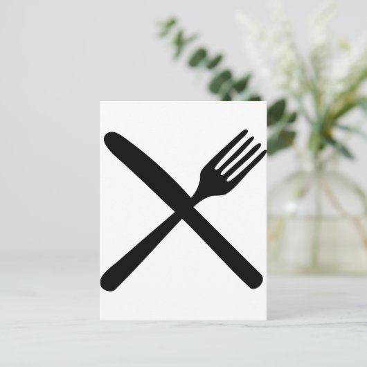 刃物のフォークとナイフが交差 ポストカード (スタンド正面)