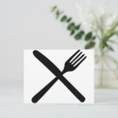 刃物のフォークとナイフを交差させた ポストカード (スタンド正面)