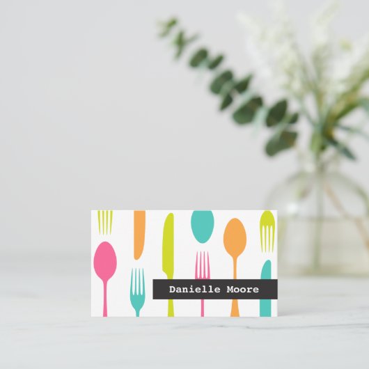 刃物エレガントのケータリングまたはシェフの名刺 名刺 (スタンド正面)