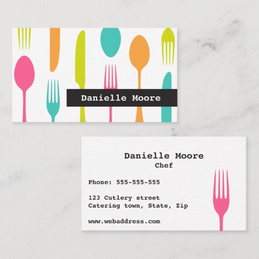 刃物エレガントのケータリングまたはシェフの名刺 名刺 (正面/裏面)