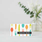 刃物カラフルケータリングまたはシェフ名刺 名刺 (スタンド正面)