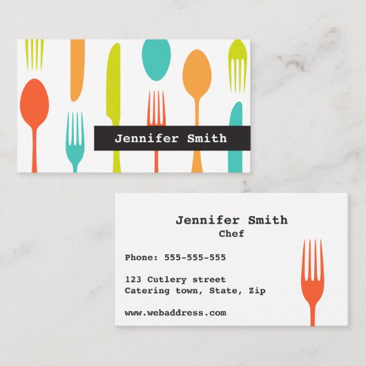 刃物カラフルケータリングまたはシェフ名刺 名刺 (正面/裏面)