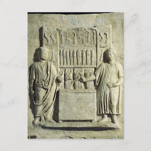 刃物店を描いたレリーフ、 浮き彫り ポストカード (正面)