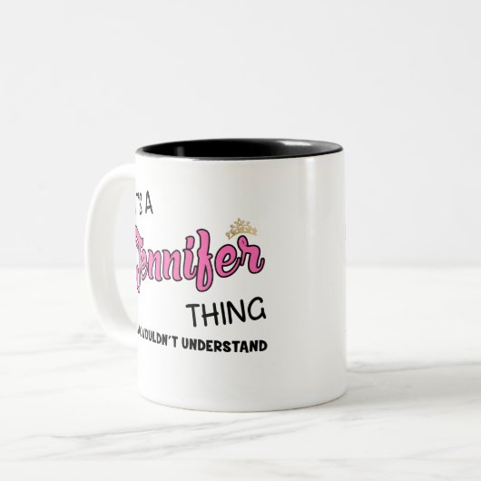 分からないのはジェニファーだ ツートーンマグカップ (正面左)