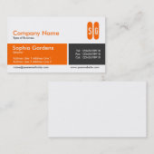 分けられたバンド-オレンジおよびダークグレー-イニシャル 名刺 (正面/裏面)