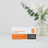 分けられたバンド-オレンジおよびダークグレー-イニシャル 名刺 (スタンド正面)