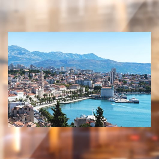 分割された市街の海辺、空撮、ダルマチア、クロアチア ウィンドウサイン (シート2)