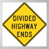 分割された道路端の記号 ポスター (正面)