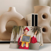 分割カラーモダン金ゴールドスケッチ卒業写真 サンキューカード