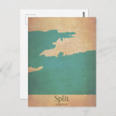 分割クロアチアダルマティアヴィンテージマップ葉書 ポストカード (正面/裏面)