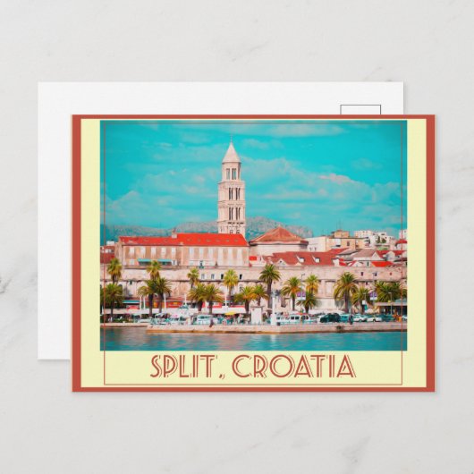 分割クロアチアヴィンテージ旅行ポスター ポストカード (正面/裏面)