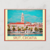 分割クロアチアヴィンテージ旅行ポスター ポストカード (正面)