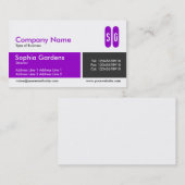 分割バンドパープルとダークグレー – イニシャル 名刺 (正面/裏面)