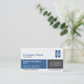 分割バンドブルーとダークグレー – イニシャル 名刺 (スタンド正面)