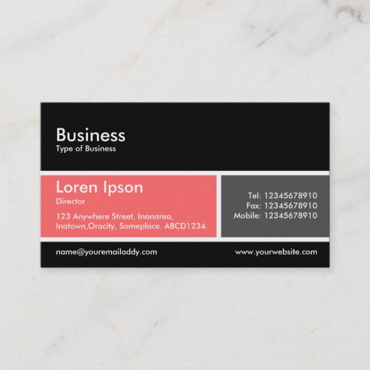 分割バンドv2熱帯ピンクとダークグレー 名刺 (正面)