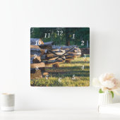 分割レールフェンス壁時計 スクエア壁時計 (ホーム)