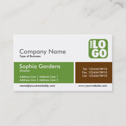 分割帯 – アボカドグリーン – ロゴ 名刺 (正面)