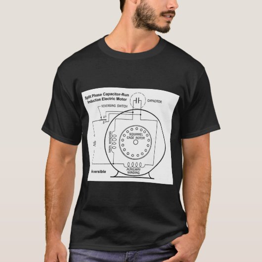 分割相誘導電動機図Tシャツ Tシャツ (正面)